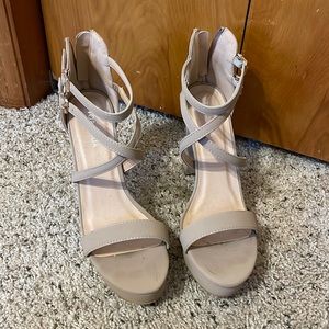 Tan platform heels